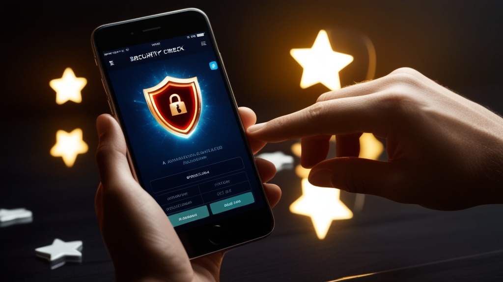 فحص ملف APK على الهاتف مع رمز حماية في أجواء كازينو داكنة
